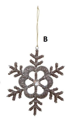 Jeweled Snowflake Ornament, Champagne Finish, 2 Style Options -Christmas Decoration B 8ef07891 9467 42b5 885a a8ff2020f122