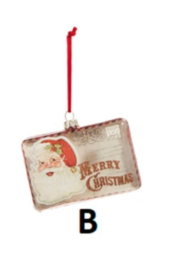 Vintage Look Glass Post Card Ornament, 3 Style Options -Christmas Decoration B bf7b8674 ce1c 485b b099 1510af586b1c