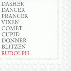 Reindeer Names Christmas Paper Cocktail Napkin Pack