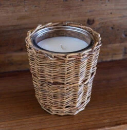 French Willow Wrapped Glass Candle, Grapefruit & Gardenia Scent By Porch View Home