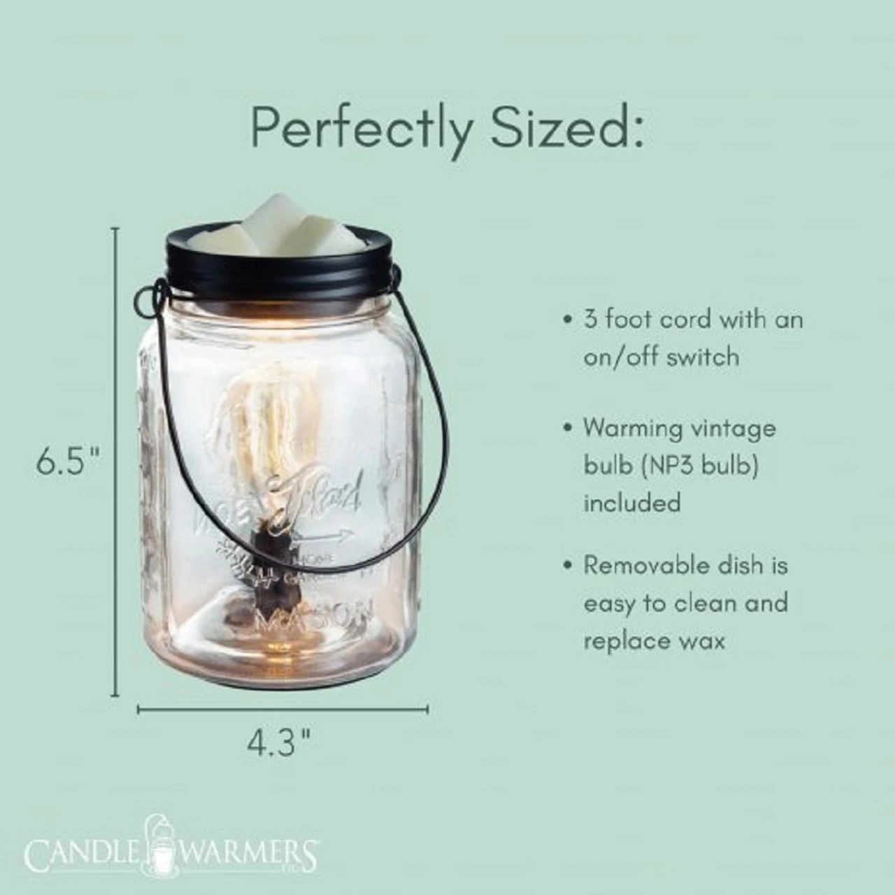Candle Warmers Glass Mason Jar Vintage Bulb Illumination Fragrance Warmer 6 Candle Warmers Glass Mason Jar Vintage Bulb Illumination Fragrance Warmer - Image 4