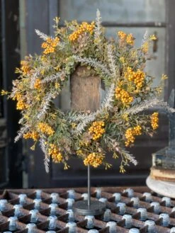 Darby Berry Candle Ring, Mustard, 12"