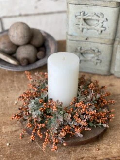 Crispin Berry Candle Ring, Pumpkin, 9"