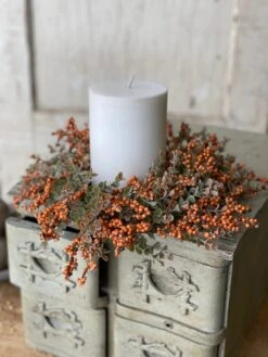 Crispin Berry Candle Ring, Pumpkin, 12"