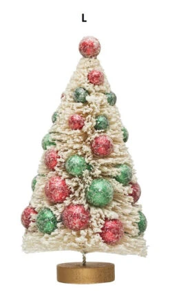 Sisal Bottle Brush Trees With Red & Green Ornaments, Cream, 2 Size Options -Christmas Decoration L 3d229dc6 25eb 4cf0 b65c d0593aeb8083