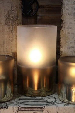 Radiance LED Poured Candle, Metallic Frosted, 3.5" Dia X 5” T