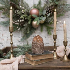 Pinecone Moving Flame Candle, 2 Size Options -Christmas Decoration NY213022 1 18598