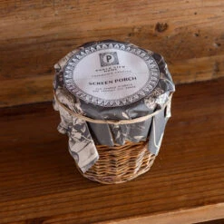 French Willow Wrapped Glass Candle, Screen Porch Scent By Porch View Home