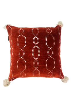 Toss Pillow Woven Chenille Rust Natural 20" X20"