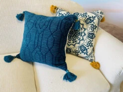 MasterWeave Toss Pillow Woven Geometric Teal Blue Chenille 19" Square 15 MasterWeave Toss Pillow Woven Geometric Teal Blue Chenille 19" Square -Christmas Decoration RO21MS96MW Lifestyle 3 34725.1677687894