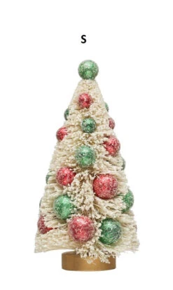 Sisal Bottle Brush Trees With Red & Green Ornaments, Cream, 2 Size Options -Christmas Decoration S 9d5f0a17 beec 4315 9e02 3757118de1e1