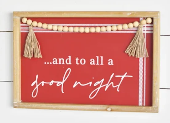 "And To All A Good Night" Christmas Beaded Boho Tassel Sign 3 "And To All A Good Night" Christmas Beaded Boho Tassel Sign