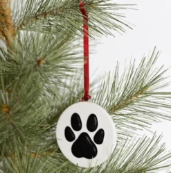 Ceramic Dog Paw Christmas Ornament