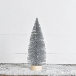 Bottle Brush Tree, Silver Glitter, 11"
