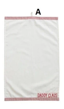 "Mommy Claus / Daddy Claus" Embroidery & Stripes Kitchen Towel, White & Red, 2 Style Options -Christmas Decoration a 20e94482 ba7e 47df 949f 501a44b16e9b
