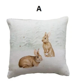 Cotton Printed Slub Pillow With Forest Animals And Bouclé Fabric Back, 2 Style Options -Christmas Decoration a a5f324b7 b941 47f5 9e83 a4a522f2edd0