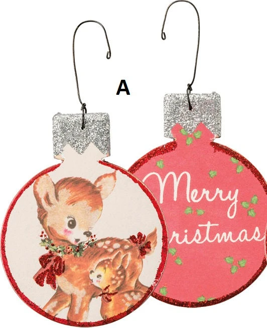 Retro-Inspired Deer Fawn Double Sided Christmas Ornament, 3 Style Options 4 Retro-Inspired Deer Fawn Double Sided Christmas Ornament, 3 Style Options - Image 2