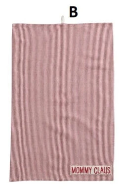 "Mommy Claus / Daddy Claus" Embroidery & Stripes Kitchen Towel, White & Red, 2 Style Options -Christmas Decoration b a899b17f a6d0 4a9b 9dfe dbbbd6ac0f8a