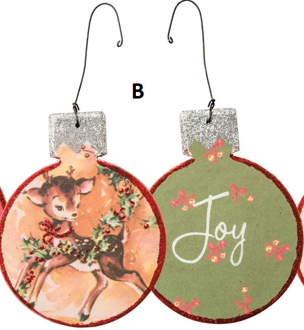 Retro-Inspired Deer Fawn Double Sided Christmas Ornament, 3 Style Options 5 Retro-Inspired Deer Fawn Double Sided Christmas Ornament, 3 Style Options - Image 3