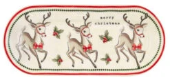"Merry Christmas" Vintage Look Reindeer Serving Plate By Mud Pie