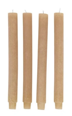 Pleated Taper Candle, Powder Finish, Linen Color, 10"