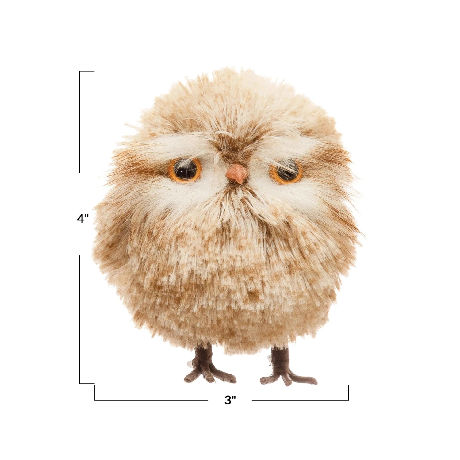 Faux Fur Owl, Beige 4 Faux Fur Owl, Beige - Image 2
