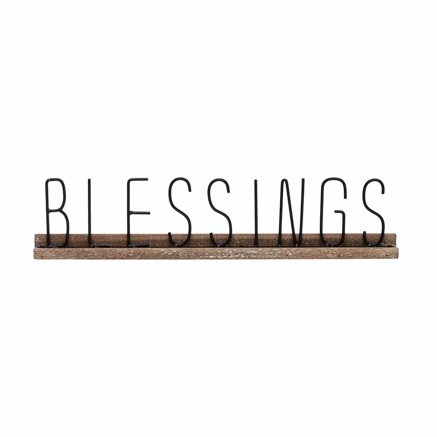 "Blessings" Metal And Wood Mantel / Table Top Sign 4 "Blessings" Metal And Wood Mantel / Table Top Sign - Image 2