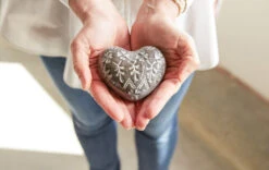 Stoneware Heart, Embossed Brown & White Finish -Christmas Decoration da8677 1