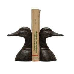 Cast Iron Duck Head Bookends, Distressed Black, Set Of 2 (Pick Up Only)