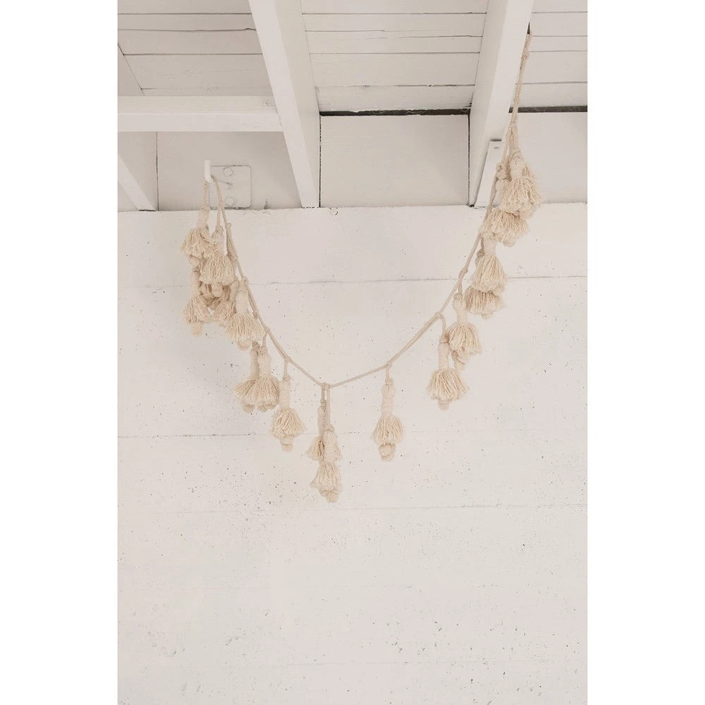 Hand-Woven Cotton Tassel Garland, Cream, 72” 5 Hand-Woven Cotton Tassel Garland, Cream, 72” - Image 3