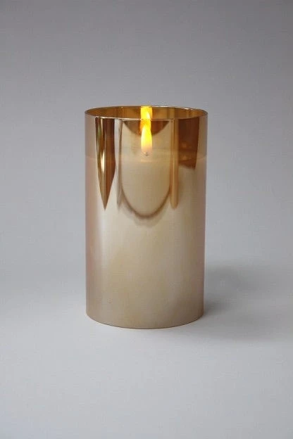Radiance LED Poured Candle, Champagne, 3.5" Dia X 6” T 3 Radiance LED Poured Candle, Champagne, 3.5" Dia X 6” T