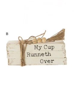 Wood Block Books With Saying & Jute Tie, 4 Style Options -Christmas Decoration image 6bd4f22a ce99 4bca 90a3 868f85b912ee