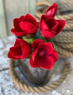 Jane Magnolia Bundle, Real-Touch Blooms, Scarlet, 13"