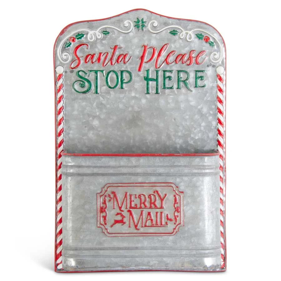 Galvanized Metal “Santa Please Stop Here - Merry Mail” MaIl Box 3 Galvanized Metal “Santa Please Stop Here - Merry Mail” MaIl Box