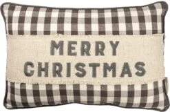 Merry Christmas Plaid Pillow