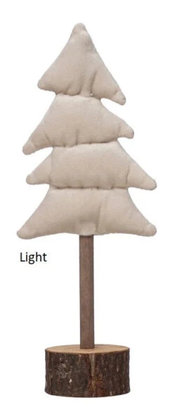 Cotton Velvet Tree With Wood Base, 2 Color Options -Christmas Decoration l 1b45bbc5 06c1 4e90 8813 f9cfc3c310e3