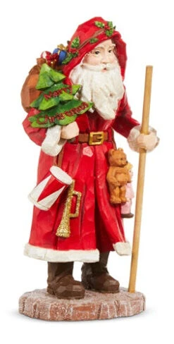 Red Coat Santa With Tree & Toys Figurine (Pick Up Only)
