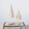 Cotton Crochet Cone Trees With Wood Bases, Cream, 2 Size Options