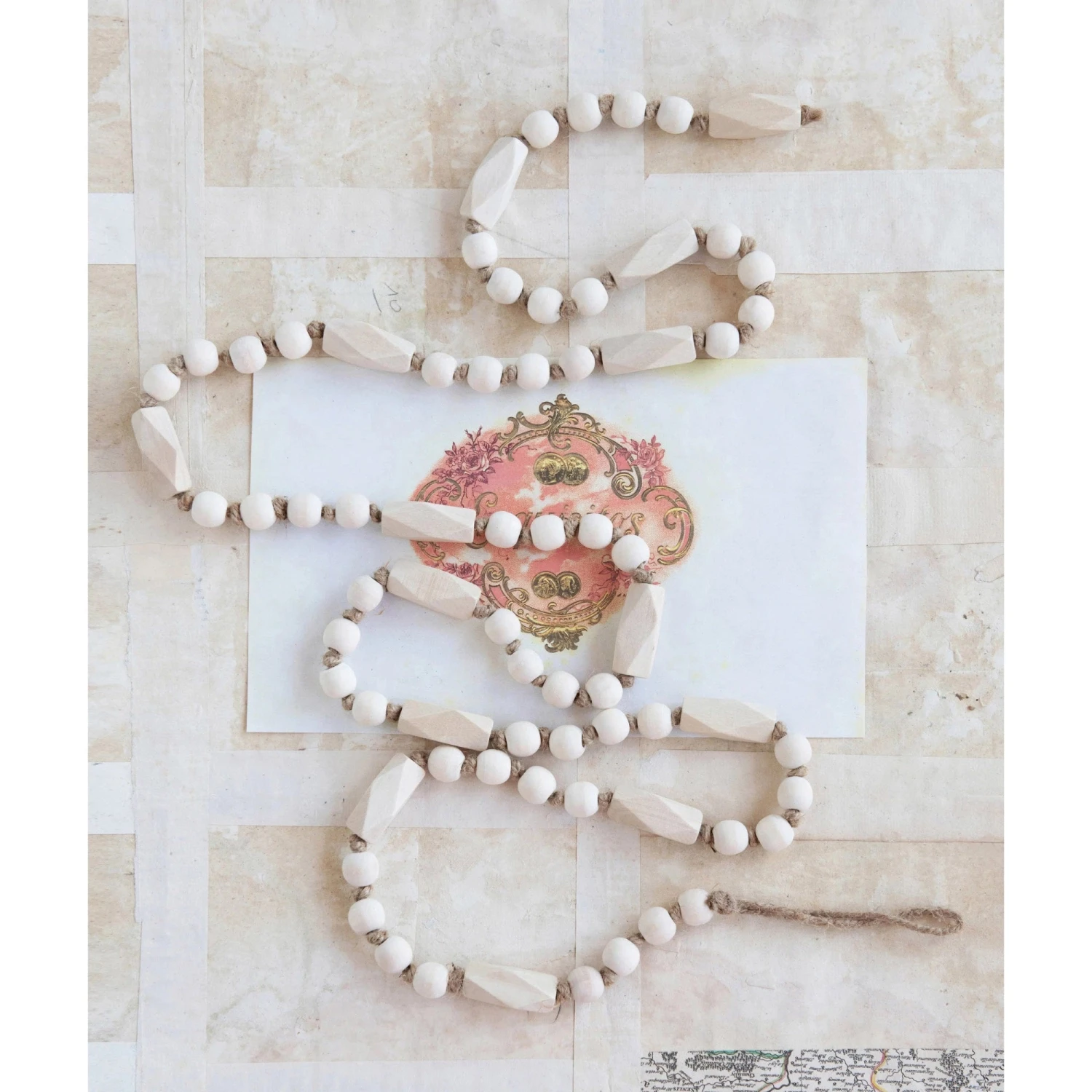 72"L Paulownia Wood Bead Garland, Natural 3 72"L Paulownia Wood Bead Garland, Natural