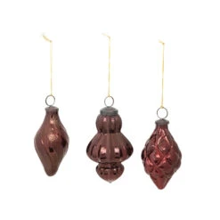 Embossed Mercury Glass Kugel Shape Ornament, Burgundy, 3 Style Options -Christmas Decoration xm9512a