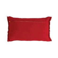 Lumbar Pillow With Gold Foil Deer & Frayed Edge, Red -Christmas Decoration xm9927 4