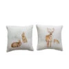 Cotton Printed Slub Pillow With Forest Animals And Bouclé Fabric Back, 2 Style Options -Christmas Decoration xs0090a