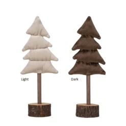 Cotton Velvet Tree With Wood Base, 2 Color Options -Christmas Decoration xs0572a 1