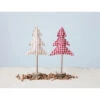 Gingham Cotton Tree With Wood Slice Base, 2 Color Options -Christmas Decoration xs0925a 1