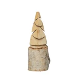 Hand-Carved Birch Wood Tree With Wood Base, 3 Size Options -Christmas Decoration xs1442 1