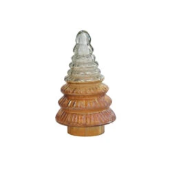 Embossed Two-Tone Mercury Glass Tree, Amber Color, 2 Size Options -Christmas Decoration xs2292