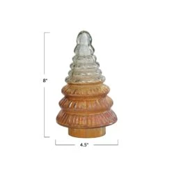 Embossed Two-Tone Mercury Glass Tree, Amber Color, 2 Size Options -Christmas Decoration xs2292 2