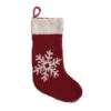 Cotton Knit Stocking With Snowflake, Red & Cream -Christmas Decoration xs2425
