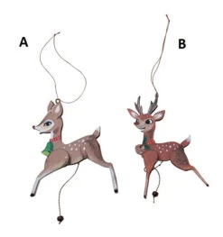 Reindeer Pull Ornament, 2 Style Options -Christmas Decoration xs2887a 1