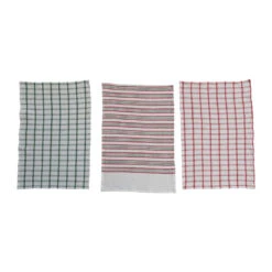 Christmas Kitchen Tea Towel With Stripes/Grid Pattern Style Options, 3 Style Options